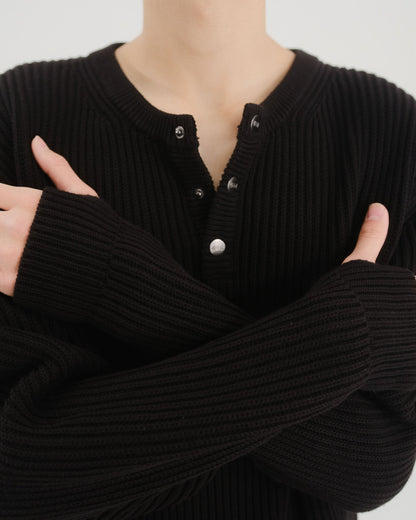 FISHERMAN KNIT HENLEY